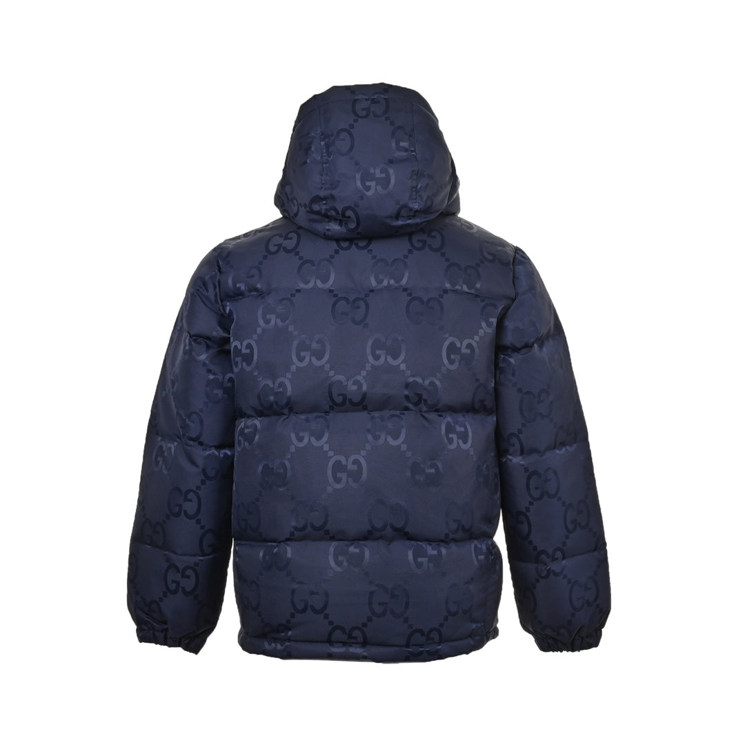 Doudoune à capuche en toile jacquard Double G à motif foncé
