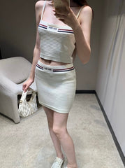 Sporty-Chic Knit Cami & Mini Skirt Set