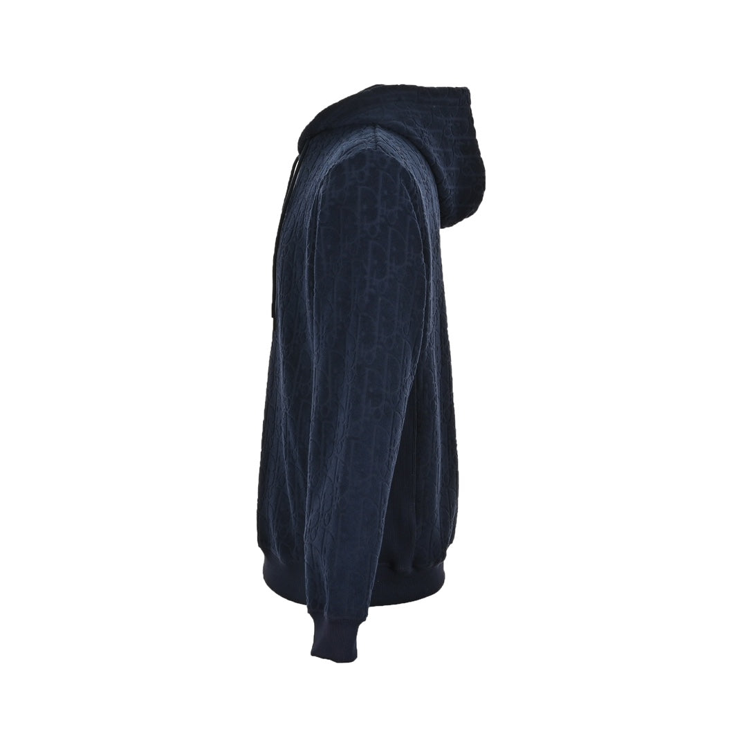 Sweat-shirt à capuche classique à imprimé intégral et motif foncé brodé en tissu éponge