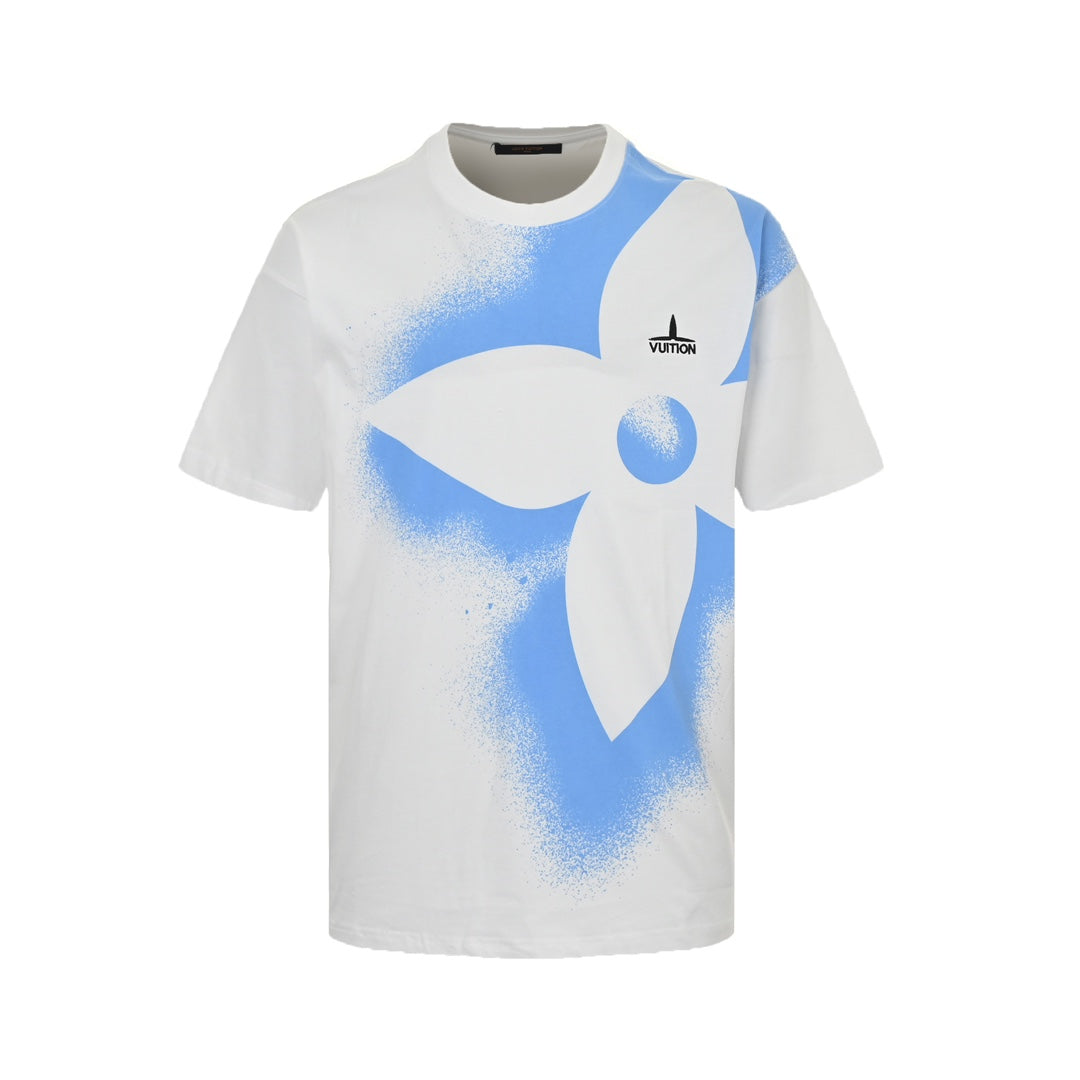 Kurze Ärmel mit vierblättrigem Kleeblatt-Kreuz-Print im Inkjet-Druckverfahren 