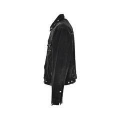 Veste en jean à bout effiloché et rivets