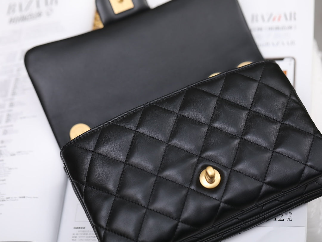 Neues Modell verstellbare Schnalle Flap Bag schwarz