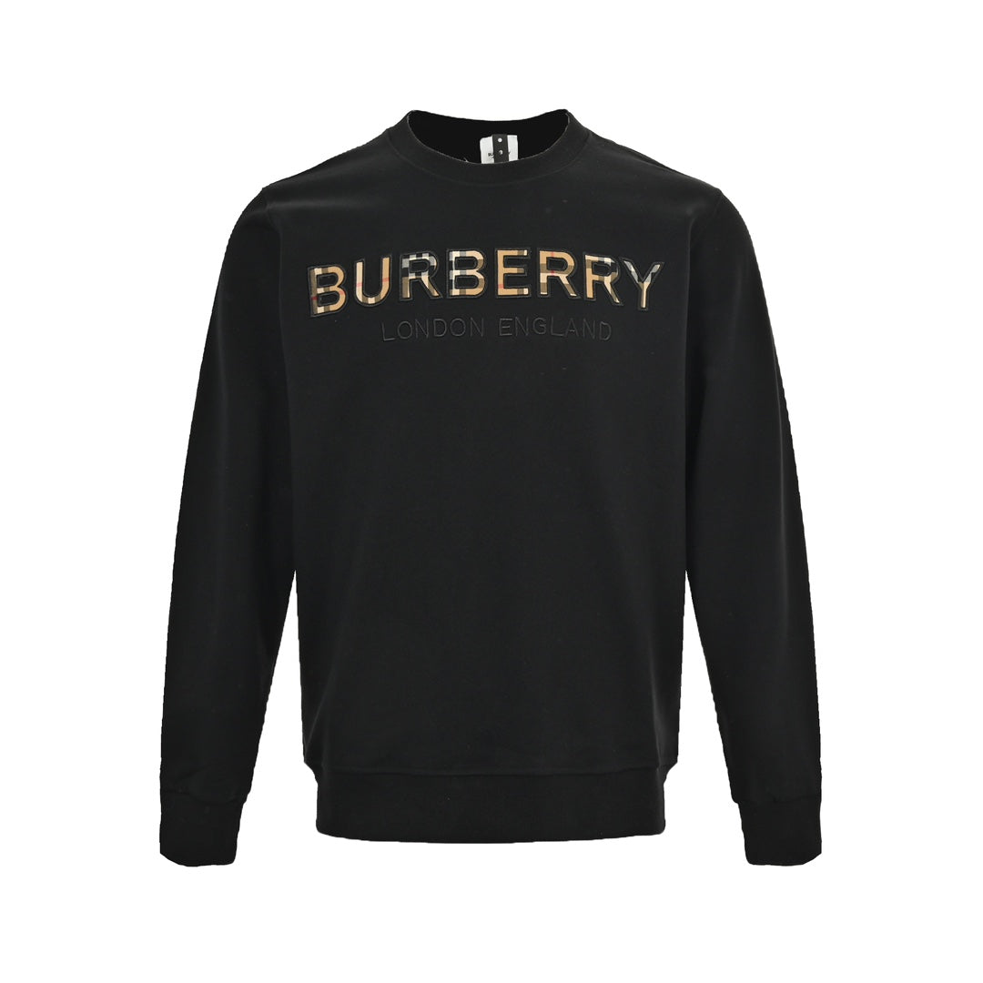 Sweat-shirt ras du cou à carreaux et lettres sur la poitrine