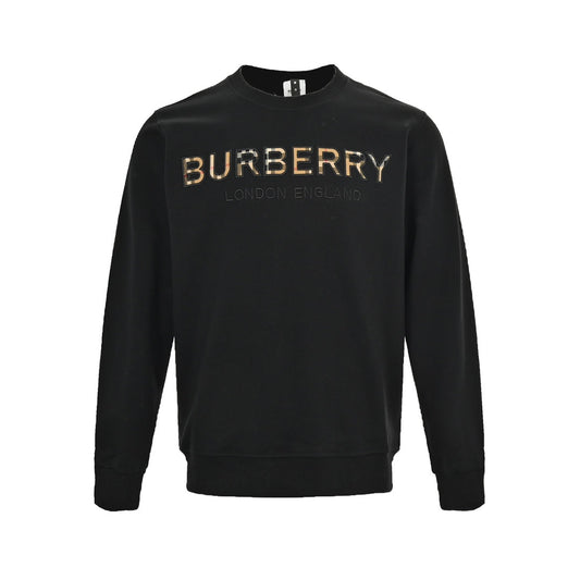 Sweat-shirt ras du cou à carreaux et lettres sur la poitrine