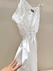 Lace-Trimmed Satin Slip Dress