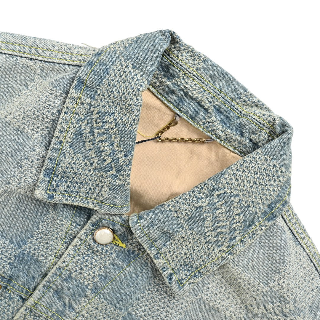 Jeansjacke mit Schachbrettmuster