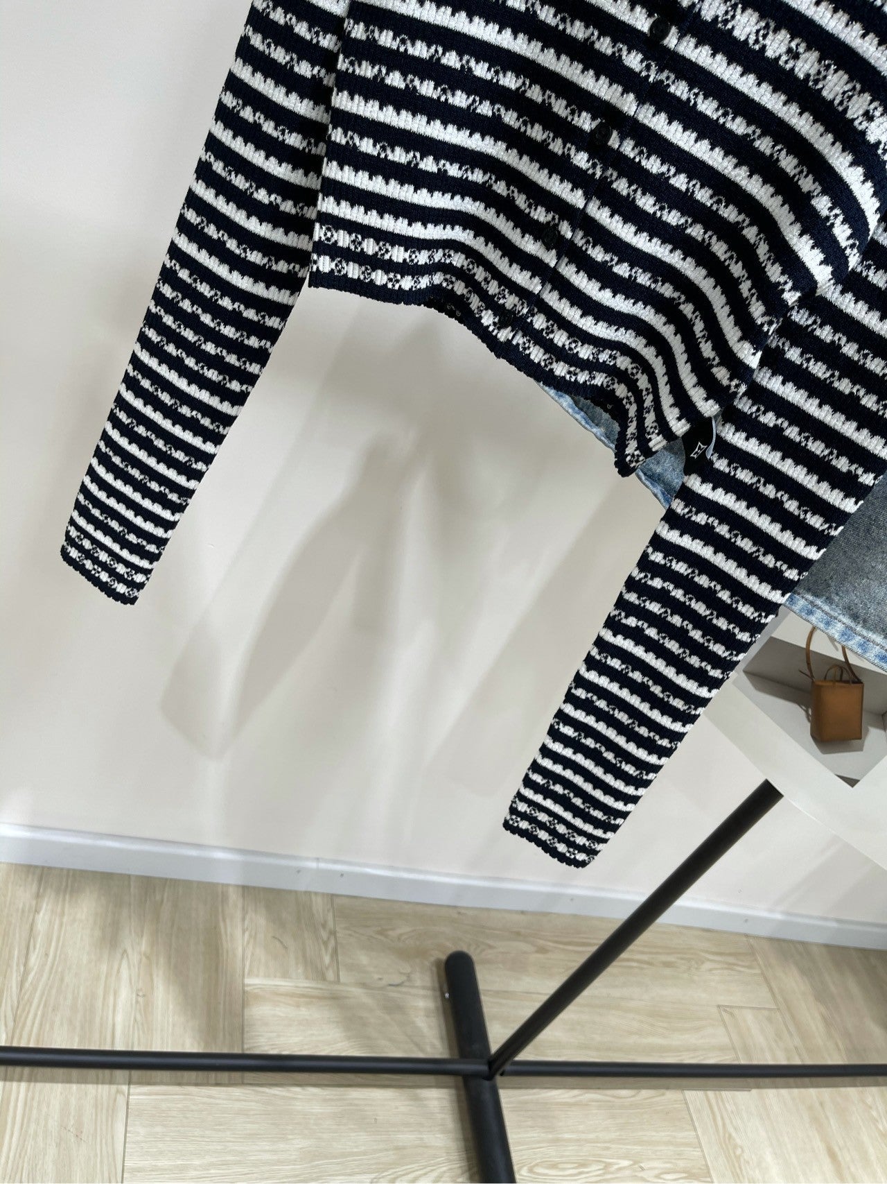 Monogram-Striped Knit Cardigan