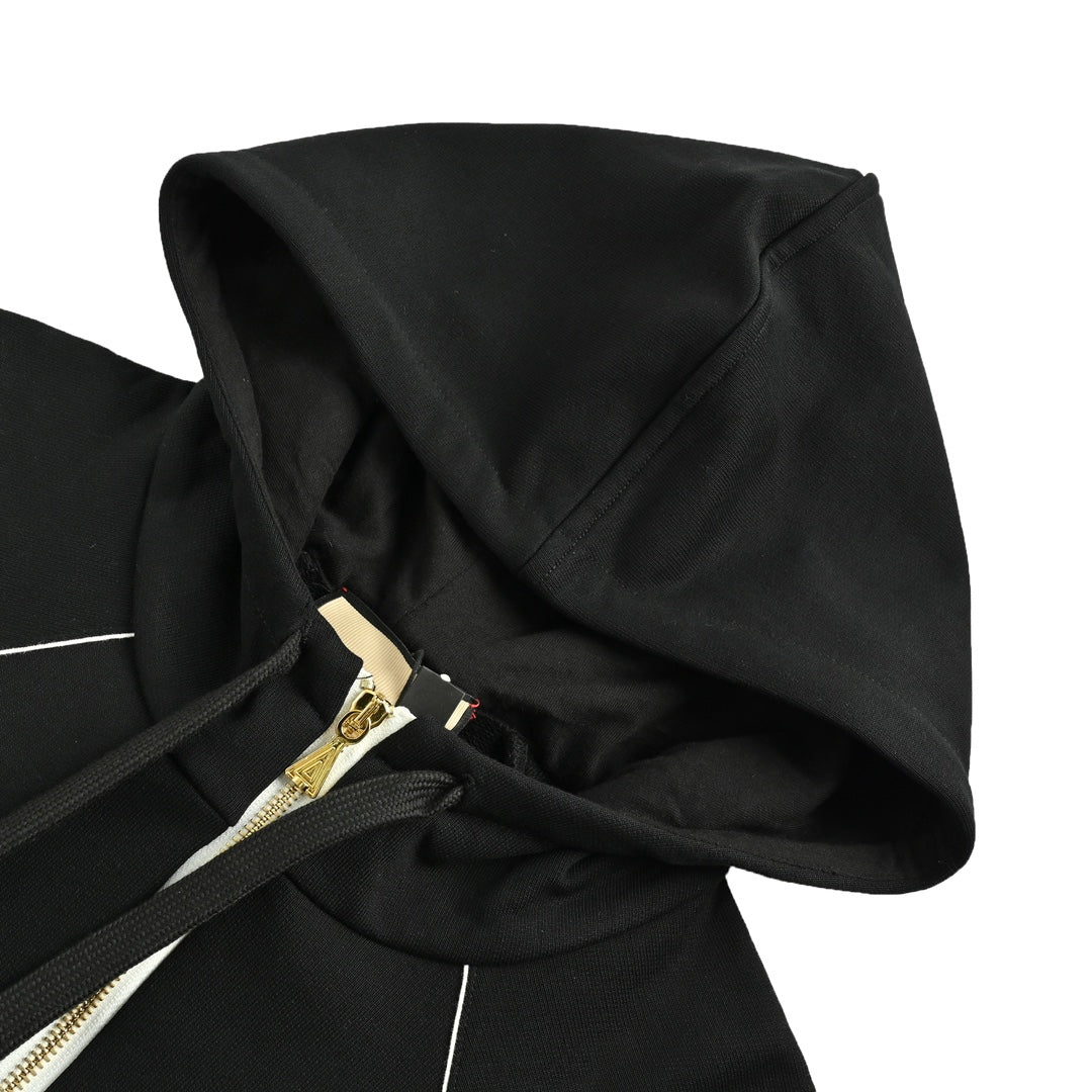 Langärmliges Kapuzensweatshirt mit halbem Reißverschluss und Webmuster in Rot und Grün