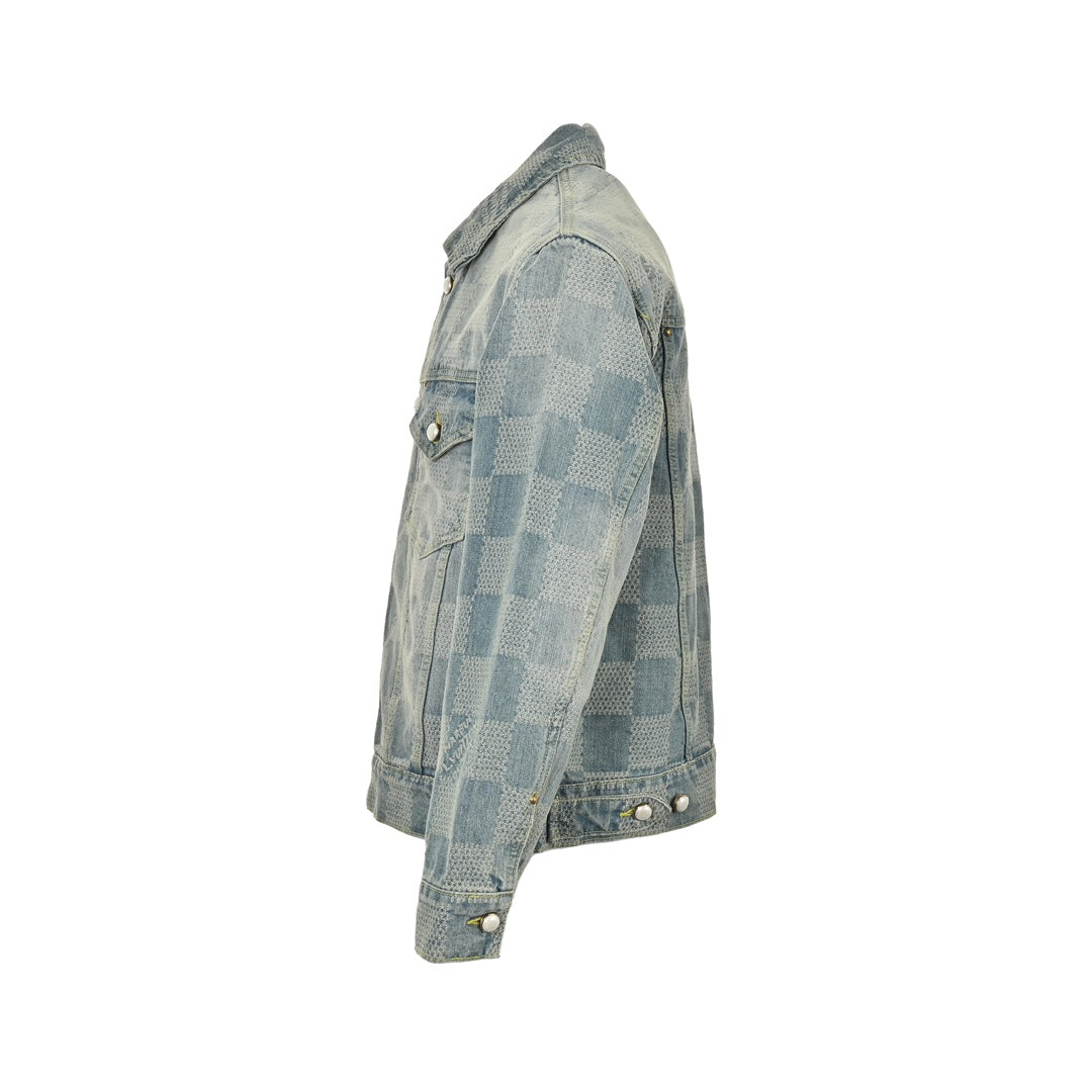 Jeansjacke mit Schachbrettmuster