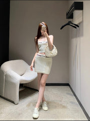 Sporty-Chic Knit Cami & Mini Skirt Set