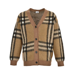 Jupe cardigan à carreaux rayée en mohair