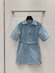 Printed denim dress