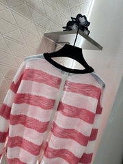 cardigan rayé en tricot à manches longues