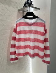 cardigan rayé en tricot à manches longues