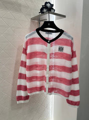 cardigan rayé en tricot à manches longues