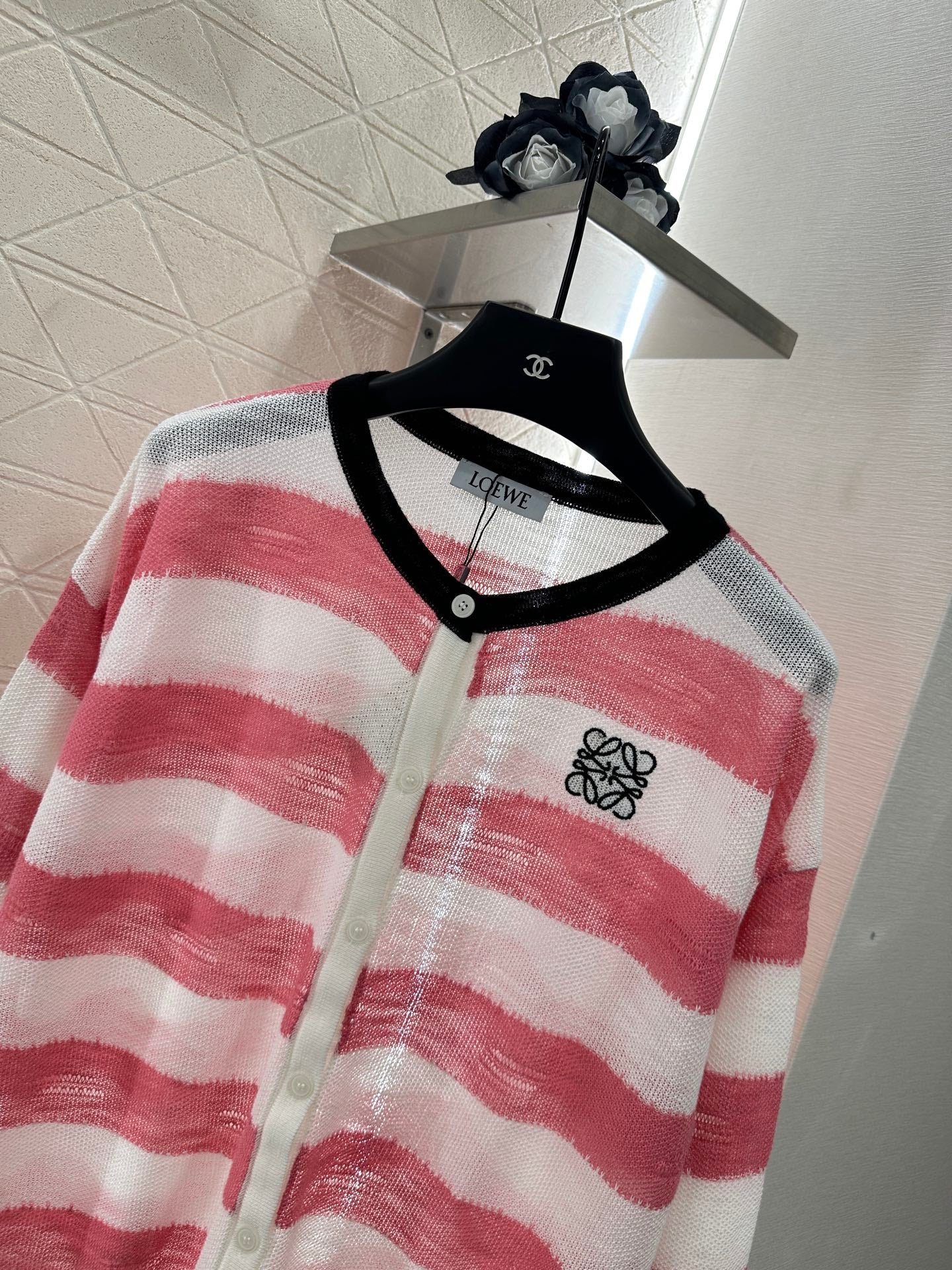 cardigan rayé en tricot à manches longues