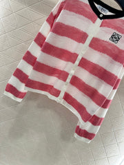 cardigan rayé en tricot à manches longues