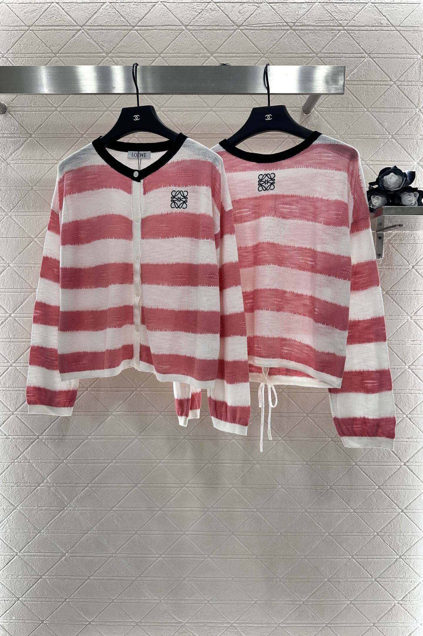 cardigan rayé en tricot à manches longues