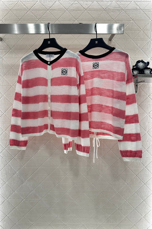 gestreifte Strickjacke mit langen Ärmeln