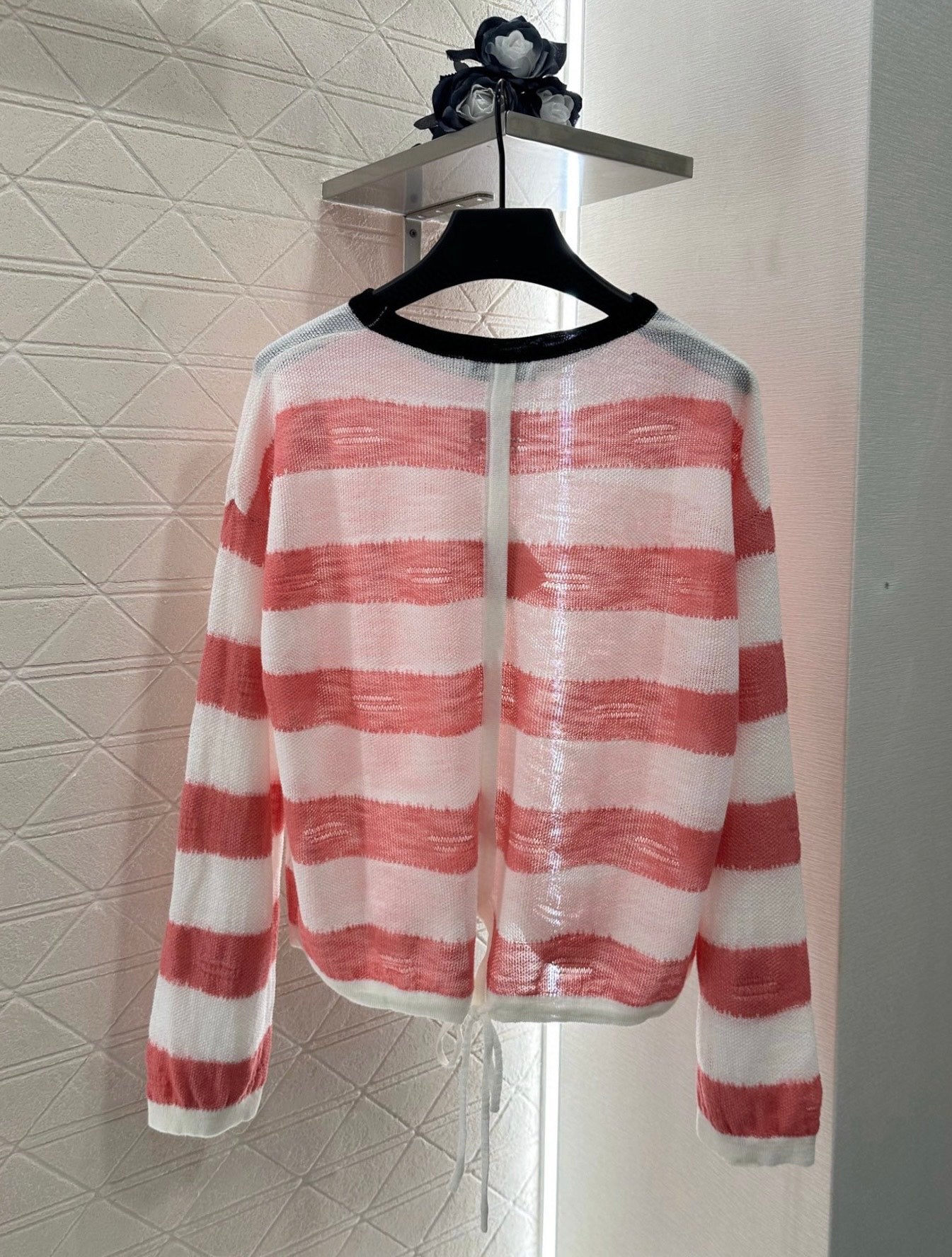 cardigan rayé en tricot à manches longues