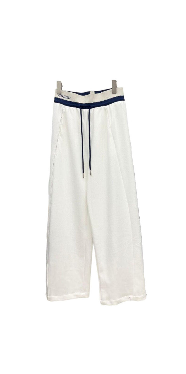 Pantalon décontracté patchwork à sangle élastique