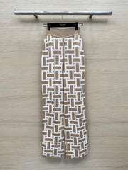 New elastic waist printed knitted wide-leg pants