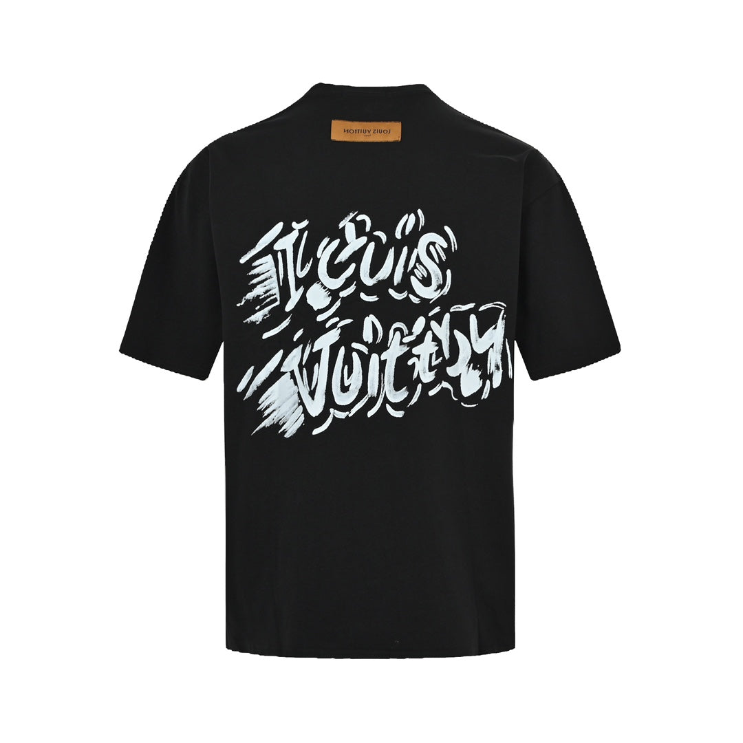 Kurzarmshirt mit handgezeichnetem Buchstaben-Graffiti 