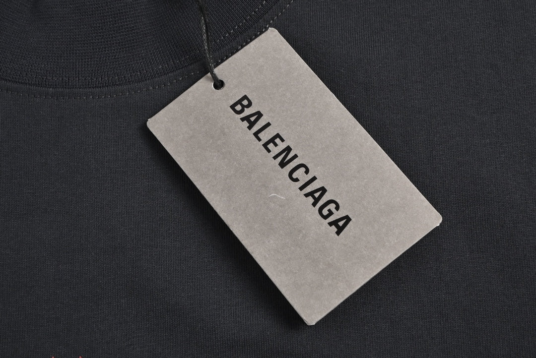 Rotes, gewaschenes Kurzarm-Shirt mit Doppel-B-Buchstabendruck 