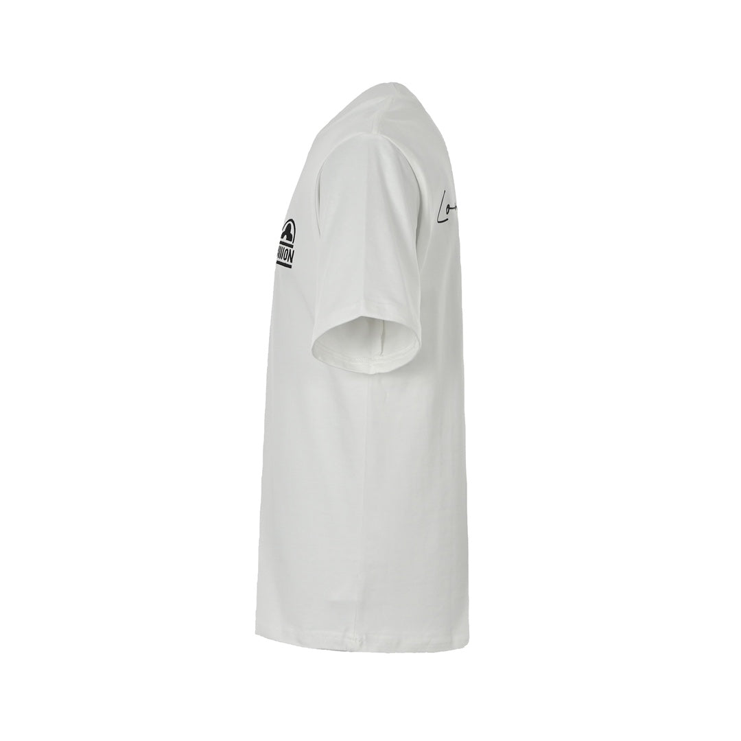 Kurze Ärmel mit kleiner Blumenstickerei und Schreibschrift auf der Rückseite 