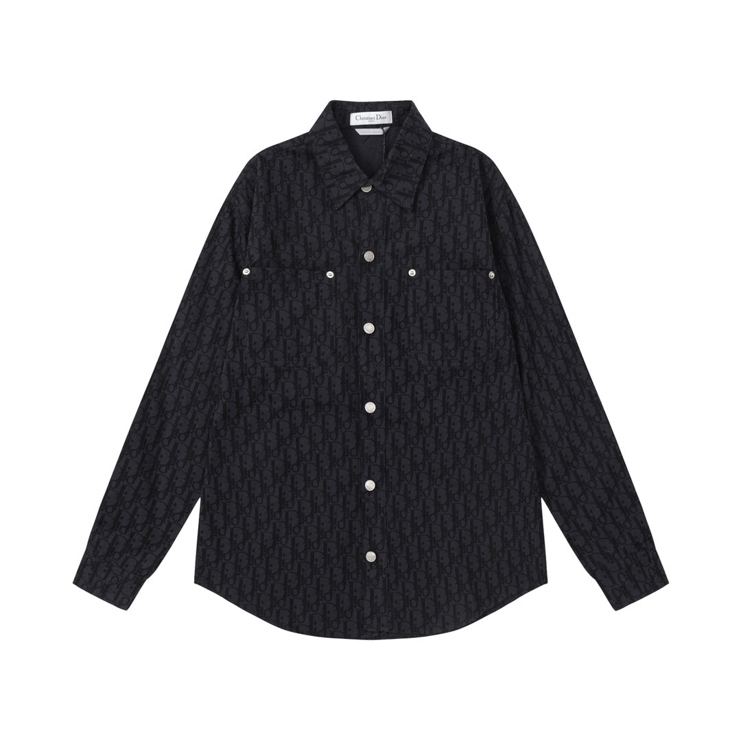 Veste chemise en jean jacquard à imprimé intégral
