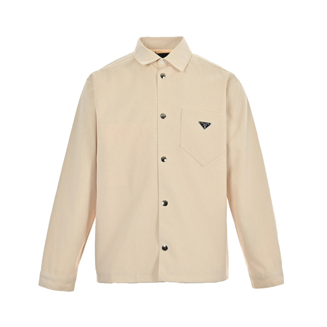 beflockte Button-Down-Jeanshemdjacke 