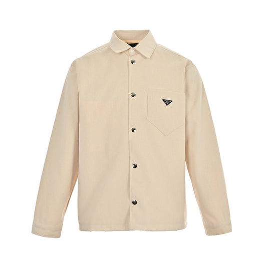beflockte Button-Down-Jeanshemdjacke 