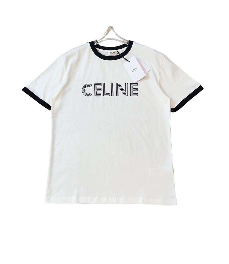 Neues T-Shirt mit Rundhalsausschnitt und kontrastierendem Logoaufdruck, weich und bequem