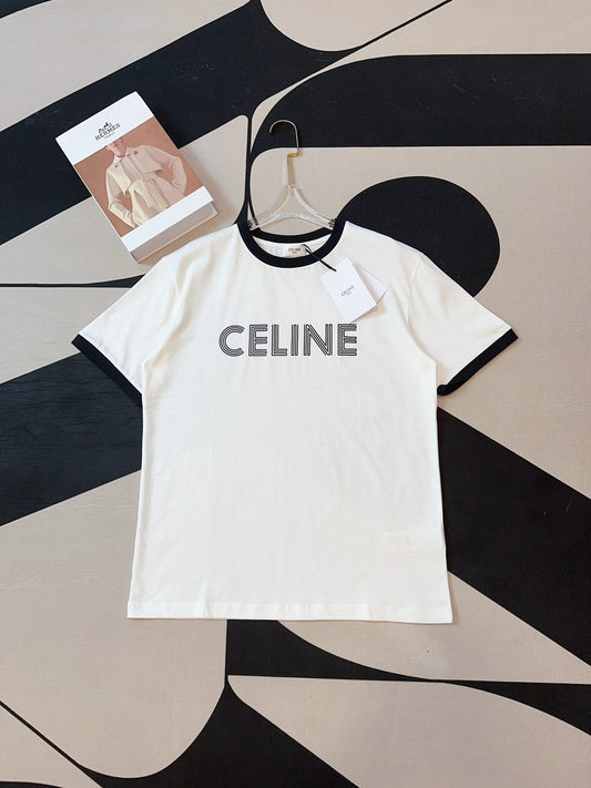 Neues T-Shirt mit Rundhalsausschnitt und kontrastierendem Logoaufdruck, weich und bequem