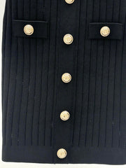 Temperament heavy buttoned slim fit knitted dress